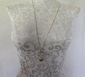 Gold Double Heart Pendant Necklace